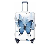 WKSZCYHLKL Blue Butterfly On Blossom Flowers Print Valigie Copertura per valigie Elastica Copertura per Bagagli Coperture Protettive per Bagagli, Nero , S