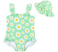 WKTRSM Costume da Bagno per Bambine: Costume Intero con Cappellino da Sole, Grazioso Costume da Spiaggia Ad Asciugatura Rapida per Bambine dai 3 Ai 36 Mesi