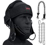 WKWE Imbracatura da collo per aumentare la forza del collo - Esercizio per il collo con catena in acciaio resistente da 76,2 cm per sollevare in modo sicuro pesi fino a 127 kg, testa regolabile con