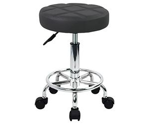 WKWKER PU Leather Round Rolling Stool Sgabello girevole Regolazione altezza Home Office Sgabello Drafting Lab Cucina Massaggio Sgabelli con ruote Sedia da ufficio (grigio)