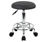 WKWKER Sgabello ergonomico a rotolamento Sgabello in pelle PU su ruote Sgabello girevole regolabile in altezza Sedile per cucina Redazione Salon Lab Ufficio Sgabello da massaggio (grigio)