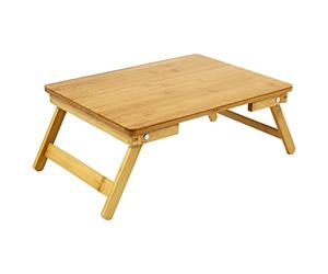 WKWKER Tavolino da letto in 100% bambù per computer portatile, per colazione, letto con gambe pieghevoli, tavolino portatile per computer, snack, studio di scrittura (naturale)