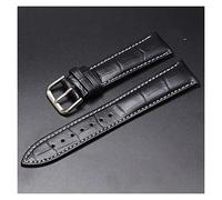 WKWPYCYUH 2 pezzi di cinturino in pelle vitello serie braccialetto cinghiale 14 mm 18 20 22 Cinturino per orologio(Black white line,14mm)