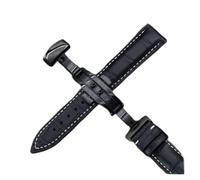 WKWPYCYUH Cinturino da 18 mm 20 22 cinturino in pelle di vitello Cinturino per orologio(Black-Black White,20mm)