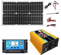 WKWUVLAS Kit Inverter Solare off-Grid da 4000 W con Pannello Impermeabile da 18 W e regolatore di Carica da 30 A for Uso Domestico, Camper e Esterno