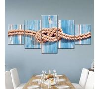 WKXTECZT Set Quadri Da Parete Con Cornice 5 Pezzi Nodi di corda marinaio Stampa Su Tela Con Cornice Pittura Quadri Grandi Dimensioni 200x100 Home Decor