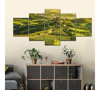 WKXTECZT Set Quadri Da Parete Con Cornice 5 Pezzi Vigneti delle Langhe al sole Stampa Su Tela Con Cornice Pittura Quadri Grandi Dimensioni 200x100 Home Decor