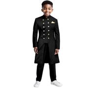 WKZSXXMJ Abiti Formali Slim Fit per Ragazzi Africani Giacca Doppiopetto e Pantaloni Set 2 Pezzi Matrimonio, Ballo Scolastico, Smoking(Schwarz,S)