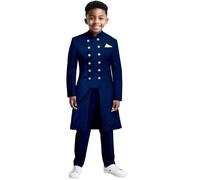 WKZSXXMJ Abiti Formali Slim Fit per Ragazzi Africani Giacca Doppiopetto e Pantaloni Set 2 Pezzi Matrimonio, Ballo Scolastico, Smoking(Deep Blue,L)