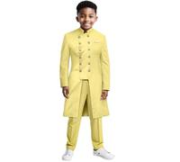 WKZSXXMJ Abiti Formali Slim Fit per Ragazzi Africani Giacca Doppiopetto e Pantaloni Set 2 Pezzi Matrimonio, Ballo Scolastico, Smoking(Yellow,M)