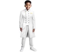 WKZSXXMJ Abiti Formali Slim Fit per Ragazzi Africani Giacca Doppiopetto e Pantaloni Set 2 Pezzi Matrimonio, Ballo Scolastico, Smoking(Weiß,S)