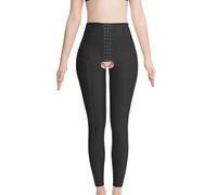 WKZSXXMJ Leggings a Compressione Doppio Strato a Vita Alta Fase 1 per Donna, Modellatore Cosce Post-parto e Post-liposuzione Pantaloni con Cavallo Aperto e Effetto Sollevante Glutei(Schwarz,XXS)
