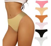 WKZSXXMJ Mutandine Tanga con Copricapo per Nascondere il Camel Toe da Donna Tanga a Vita Alta Perizoma Senza Cuciture Mutandine Invisibili per Yoga e Allenamento, 6 Pezzi(L)