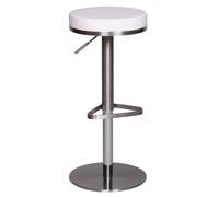 WL1.294 - Sgabello da bar in acciaio inox, altezza regolabile 57 - 82 cm, moderna girevole a 360°, con supporto, design sgabello da bistrot alto