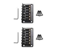Wlauqueta 2 set Hardtail Guitar Bridge Body Through per 6 parti elettriche Corde Nero