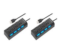Wlauqueta 2 x 4 porte USB Hub separatore USB 2.0 Hub LED con 4 Interruttori On/Off per Tablet Laptop Laptop Laptop