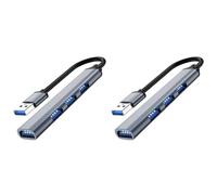 Wlauqueta 2 x Splitter Hub USB 4 porte Adattatore Multi-Hub USB a USB 3.0 Adattatore di alimentazione USB a più porte