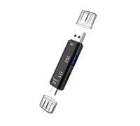 Wlauqueta 5 in 1 USB 2.0 Tipo C/USB/Micro-USB/TF/SD Lettore di Schede di Memoria OTG Adattatore per Lettore di Schede Accessori per Telefono Portatile, Nero