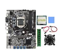 Wlauqueta B75 BTC - Scheda madre mini LGA1155 8XPCIE USB3.0 G1620 CPU + SATA + cuscino termico + ventola di raffreddamento + DDR3 4GB 1333Mhz RAM minore
