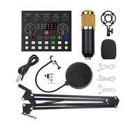 Wlauqueta BM800 - Kit microfono con scheda audio dal , braccio di sospensione a forbici, supporto antiurto e filtro anti- per la registrazione in studio Gold