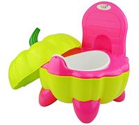 Wlauqueta Carino la sedia per il fumetto in vaso pieghevole in età da camminare portatile in plastica per allenare il del WC - rosa + verde