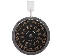 Wlauqueta Movimento NH36 Crown at 3.8 O'Clock Orologio Meccanico Sostituzione Movt per Diver's Mod Sub 24 Jewels Data, Gold Font, Le Noir