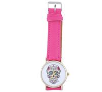 Wlauqueta Orologio da polso analogico di Crane Punk per donne e donne, al quarzo con cinturino in pelle di rosa, Rosso