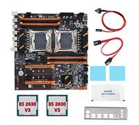 Wlauqueta Scheda Madre Doppia CPU X99+2 CPU XE5 2630 V3+ SATA+Baffle+Grasso Termico LGA 2011 8XDDR4 Slot Support 2011 V3 CPU