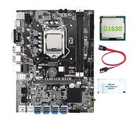 Wlauqueta Scheda MèRe B75 8 schede BTC Mining + G1630 CPU + grasso termico + SATA 8XUSB3.0 (PCIE 1X) slot GPU LGA1155 DDR3 RAM MSATA