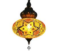 WLBHWL Lampada A Sospensione A Sospensione in Stile Marocchino da 9,85 Pollici, Lampadario Classico in Vetro Colorato, Lampada A Sospensione in Vetro Colorato con Decorazioni Luminose per La Cucina