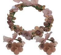 WLBON 3 braccialetti per capelli con fiori e foglie floreali rosa fasce per capelli fasce per capelli braccialetti da donna per Natale, matrimonio, Halloween, parata, cosplay, hawaiano, accessori per