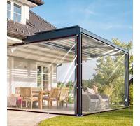 WLBXDRZK Telone trasparente con occhielli, 4 x 4 m, impermeabile, trasparente, per esterni, protezione invernale, per terrazze, terrazze, telo per finestre, pergolato