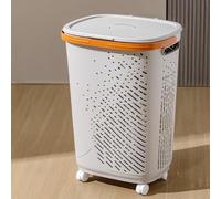 WLCNYL Cesto portabiancheria in plastica con Ruote, Cesto portabiancheria con Coperchio, Cesto portabiancheria per Camera da Letto con 2 cesti appesi, contenitori portabiancheria ad Angolo Stretto,