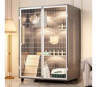 WLCNYL Gabbia per Gatti in Legno, recinti per Gatti, recinto per Gatti, con Porta a Rete, Ruote universali, Cuccia per Gatti, da Interno, Comoda, Luogo per Esercizi Ideale per 1-2 Gatti (Grigio, 3