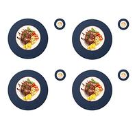 WLCNYL Tovagliette e sottobicchieri Rotondi, 4 tovagliette/4 sottobicchieri in Similpelle PU Resistenti al Calore e Antiscivolo per tovagliette da Pranzo per ristoranti, casa, Arancione (Blu B)