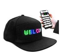 WLDOCA Cappello da Baseball Luminoso con Controllo Bluetooth App programmabile LED colorato Ricaricabile Tramite USB per Feste Sportive concerti di Natale Carnevale Bar Club,Nero,A