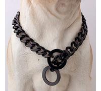 WLDOCA Collare a Strozzo a Catena per Cani 15MM per Cani di Taglia Media, Collare a Catena per Cani Pitbull Nero in Acciaio al Titanio in Acciaio Inossidabile,Nero,34inches