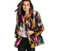 WLDOCA Donna Colorata Pelliccia Top Artificiale Rotonda Senza Collo Giacca Imitazione di Volpe Inverno Caldo Visone Cappotto di Velluto, Picture Color, S