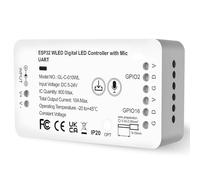 WLED Controller ESP32 con microfono - Digital LED Strip Controller per RGB/RGBW striscia LED indirizzabile (WS2812B, WS2811, SK6812) - 5-24V DC, controllo luce fai da te con 100+ effetti