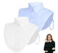 wlertcop 2 pezzi colletto da donna, inserto per colletto, maglione con inserto per camicetta, inserto per colletto da uomo, colletto finto per camicia, camicetta da donna, bianco + blu., M