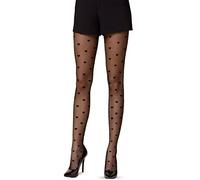 Wlertcop Collant da donna con motivo - collant stretti, vintage, a pois, sexy, con cuori, 20 denari, stampa a pois, Nero , M-L