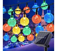 Wlevzzor Catena Luminosa Esterno Solare, 18M/59Ft 160 LED Luci a Forma di Globo di Cristallo Impermeabile, Luci Solari Esterno per Patio con 8 Modalità per Prato, Giardino, Cortile,Feste (Colorato)