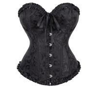WLFFW Bustino Corsetto Donna Elegante Corpetto Casual Satin Floreale (EU(42-44) 3XL, Nero)