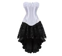 WLFFW Bustino Corsetto Eleganti e Gonna Tutu Corpetto Donna Pizzo (EU(40-42) 2XL, Bianco)