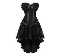 WLFFW Bustino Corsetto Eleganti e Gonna Tutu Corpetto Donna Pizzo (EU(50-52) 7XL, Nero)