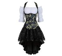 WLFFW Corsetto Costume Steampunk Sottoseno Burlesque Bustini e Corsetti da Donna (EU(38-40) XL, Blu)