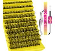 WLFRHD Ciglia Finte Ciuffetti 200PCS Kit Ciglia Extension D Curl Ciuffetti Ciglia Finte Extension Ciglia Kit Extension Ciglia con Bond e Seal Ciglia, Pinzette (50D,D-Mix8-18mm)