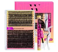 WLFRHD Ciglia Finte Ciuffetti 300PCS Kit Ciglia Extension D Curl Ciuffetti Ciglia Finte Extension Ciglia Kit Extension Ciglia con Bond e Seal Ciglia, Pinzette (60D+80D,D-Mix10-18mm)