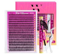 WLFRHD Ciglia Finte Ciuffetti 320PCS Kit Ciglia Extension D Curl Ciuffetti Ciglia Finte Extension Ciglia Kit Extension Ciglia con Bond e Seal Ciglia, Pinzette (30D,D-Mix9-16mm)