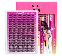 WLFRHD Ciglia Finte Ciuffetti 320PCS Kit Ciglia Extension D Curl Ciuffetti Ciglia Finte Extension Ciglia Kit Extension Ciglia con Bond e Seal Ciglia, Glue Remover Pinzette (30D,D-Mix9-16mm)